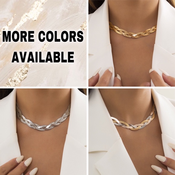 ⚜️[𝟯𝟬%𝗢𝗙𝗙|𝗯𝘂𝗻𝗱𝗹𝗲𝘀 𝟯+]⚜️Silver Braid Snake Chain Flat Choker NEW - Picture 8 of 9